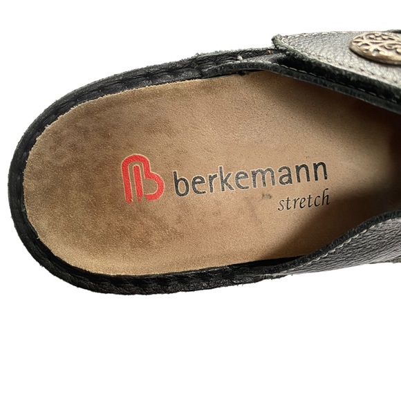 BERKEMANN Berkoflex Clog Black Leather Slip On Clog Mule Wedge Comfort Shoe 7.5 - Picture 7 of 12
